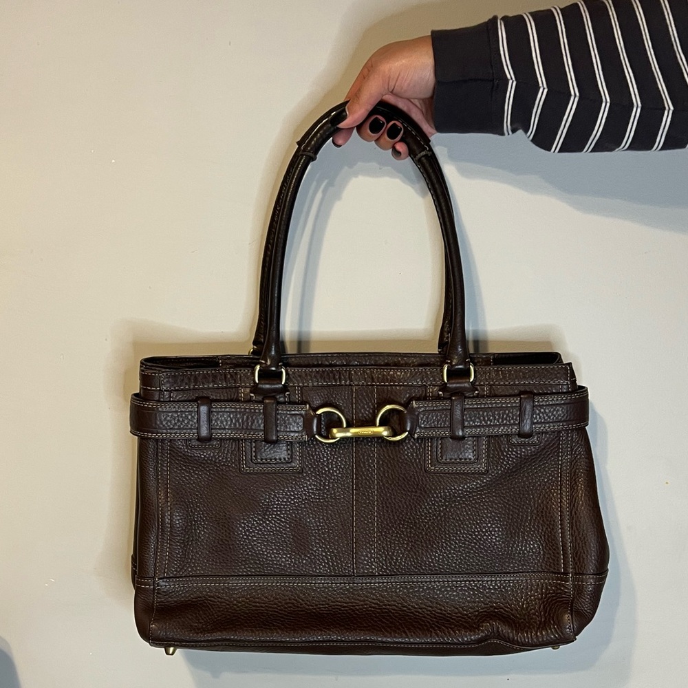 Vintage Coach -Computer Office Bag. Brown leather with silk interior lining.